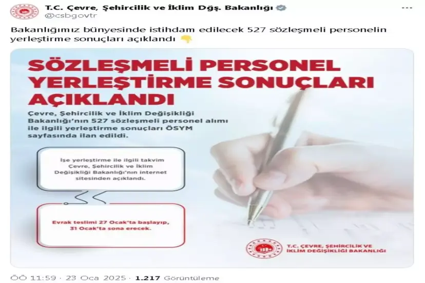  BAKANLIK 527 SÖZLEŞMELİ PERSONEL ALACAK